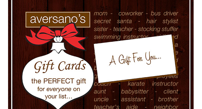 Gift Cards! The PERFECT gift for everyone on your list...