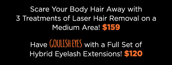 Scare your body hair away with 3 treatments of Laser Hair Removal on a Medium Area! $159