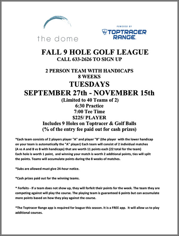 Fall 9 Hole Golf League - September 27th thru November 15th