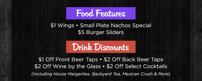 Drink and food specials